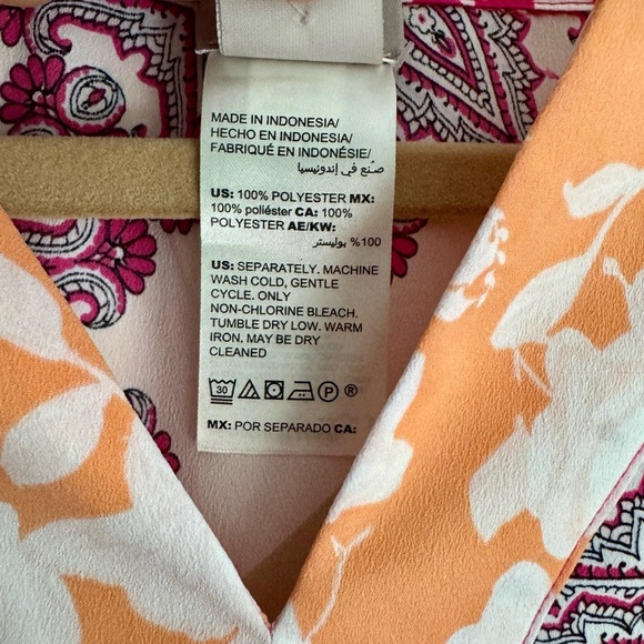 NWT Chico’s Flutter Sleeve Tie Front Top Multi Print Blouse Size 1 (US 8/10) - Picture 6 of 7